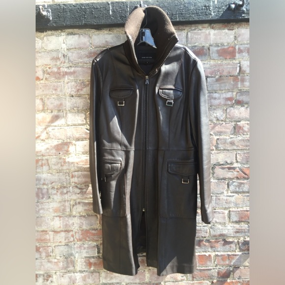 WOMENS VINTAGE JONES NEW YORK 3/4 LENGTH BUTTER-SOFT BROWN LEATHER COAT M - Picture 10 of 12